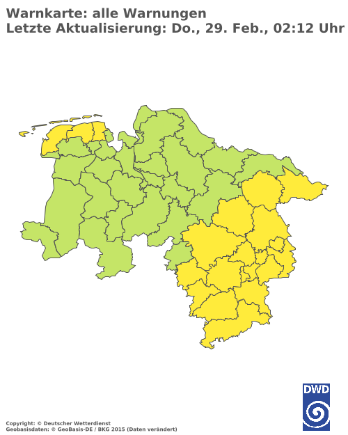 Aktuelle Wetterwarnungen für  Main-Kinzig-Kreis und Stadt Hanau